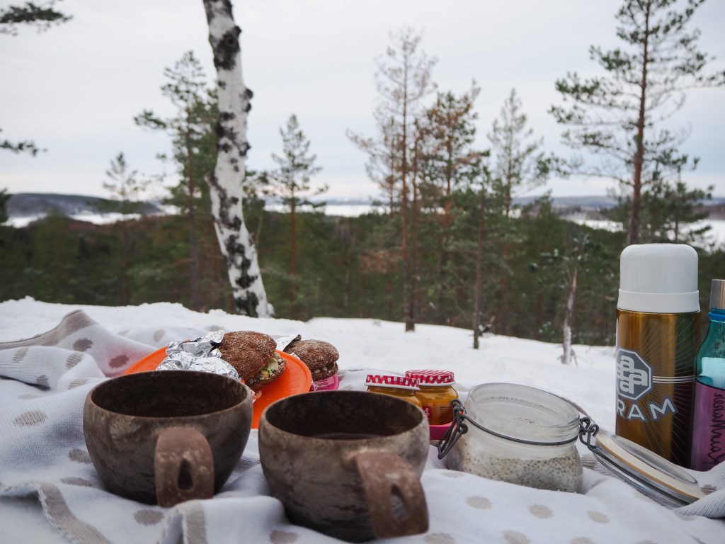 Aamupala talvisessa metsässä